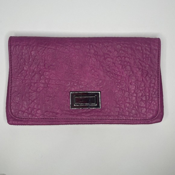 Shiraleah Clutch Pink Fuchsia Faux Leather Vegan Small Clutch - Picture 3 of 13